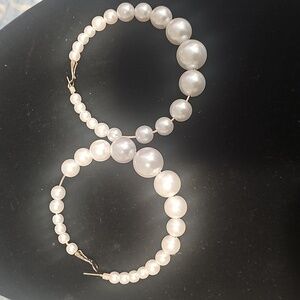 costume pearl hoop earings